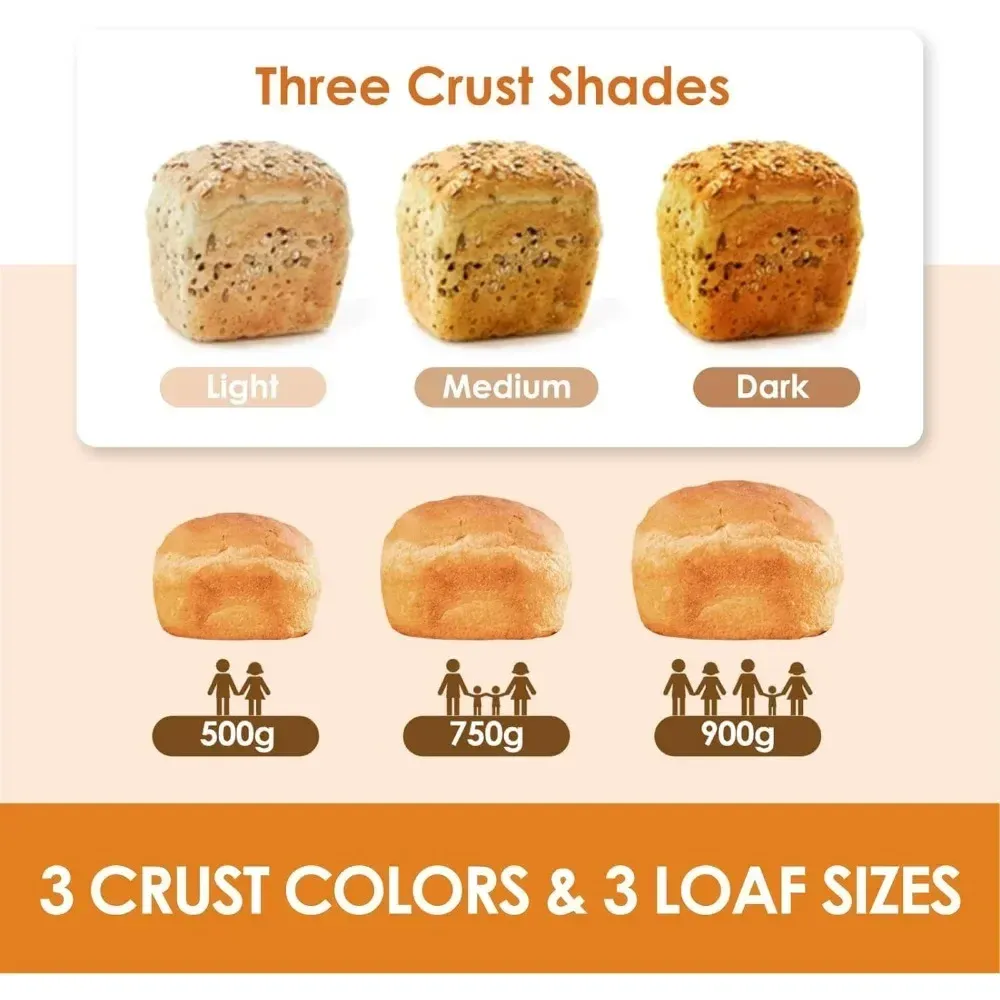 Bread Maker Machine With Gluten-Free Setting, Automatic Breadmaker With Homemade Cycle