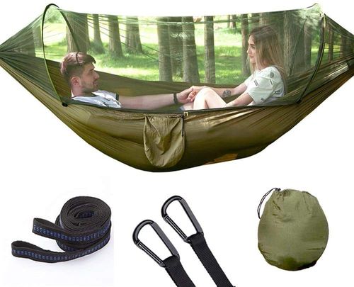 2-Person Portable Outdoor Parachute Tent Hammock with Mosquito Net