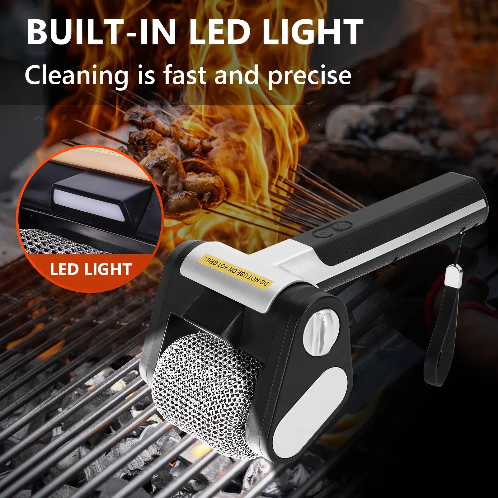 Electric BBQ Cleaning Brush with LED Light