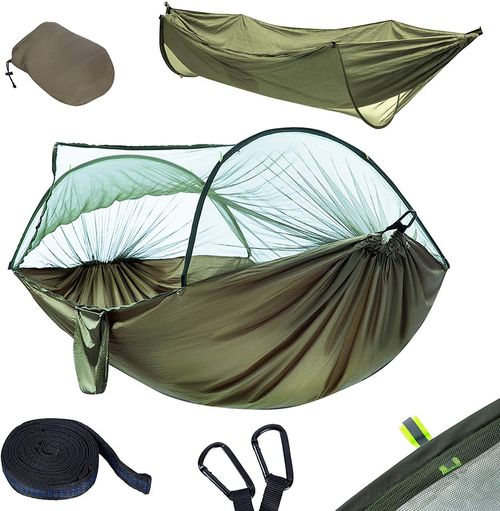 2-Person Portable Outdoor Parachute Tent Hammock with Mosquito Net