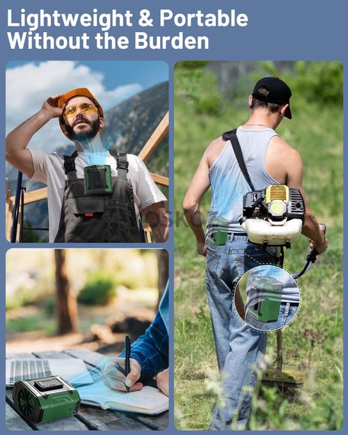 Socool 20000mAh Waist Fan Portable Handheld Hanging Neck Fan Ultra-Strong Wind with Phone Charging LED Light for Outdoor  orking