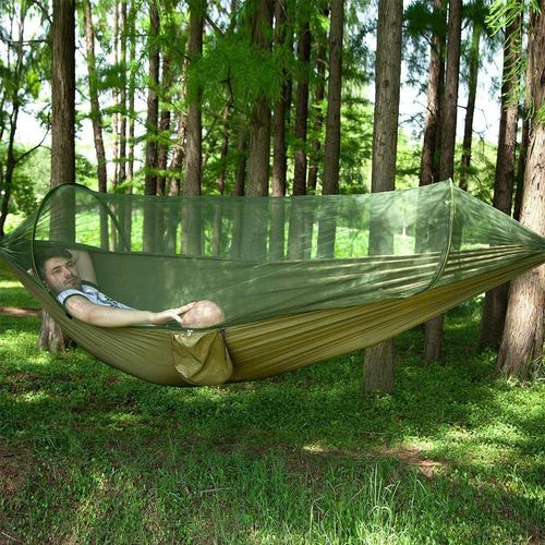 2-Person Portable Outdoor Parachute Tent Hammock with Mosquito Net