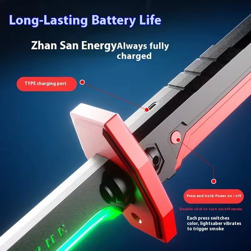 80cm Cyber 2077 Thermal Samurai Blade Model Hair Light Sword Cosplay Prop Function Wind Belt Sheath Blade Acrylic Birthday Gifts