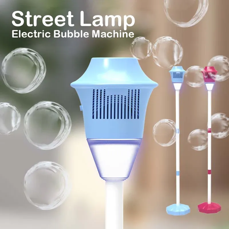 Automatic street lamp style bubble machine with lights