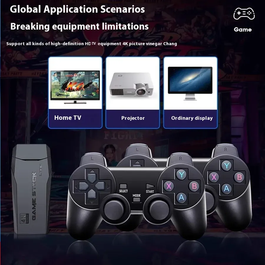 Basix 2.4G Dual Wireless Video Game Stick Joystick Console Gaming Stick 4K 20000+ Gaming 64GB Retro Gaming Thanksgiving Gift