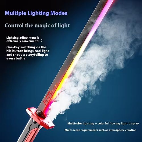 80cm Cyber 2077 Thermal Samurai Blade Model Hair Light Sword Cosplay Prop Function Wind Belt Sheath Blade Acrylic Birthday Gifts