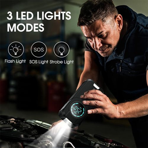 6000mAh car emergency starter with air pump, lighting and power bank functions