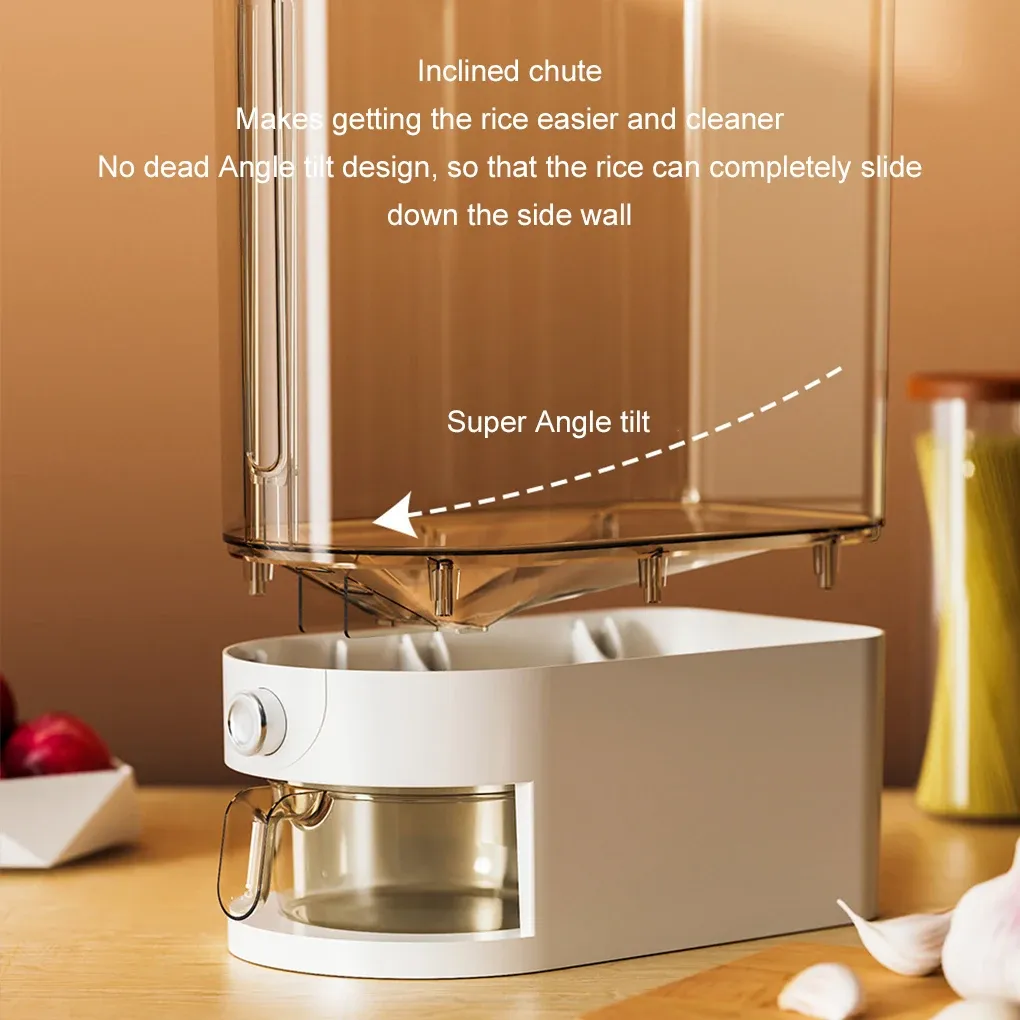 10KG Rice Storage Container Dry Food Dispenser Automatic Sealed Rice Bucket with Lid and Cups Moisture-Proof Grain Cereal Box