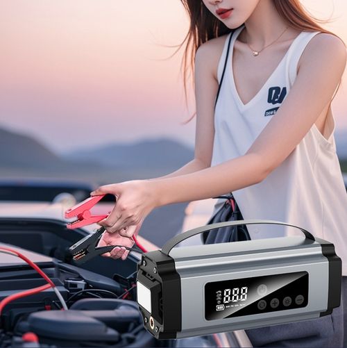 6000mAh car emergency starter with air pump, lighting and power bank functions