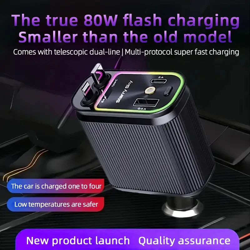 4-in-1 Retractable Car Charger