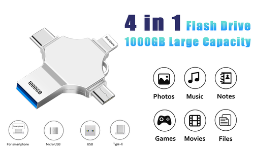 A four-in-one USB flash drive with built-in movie music