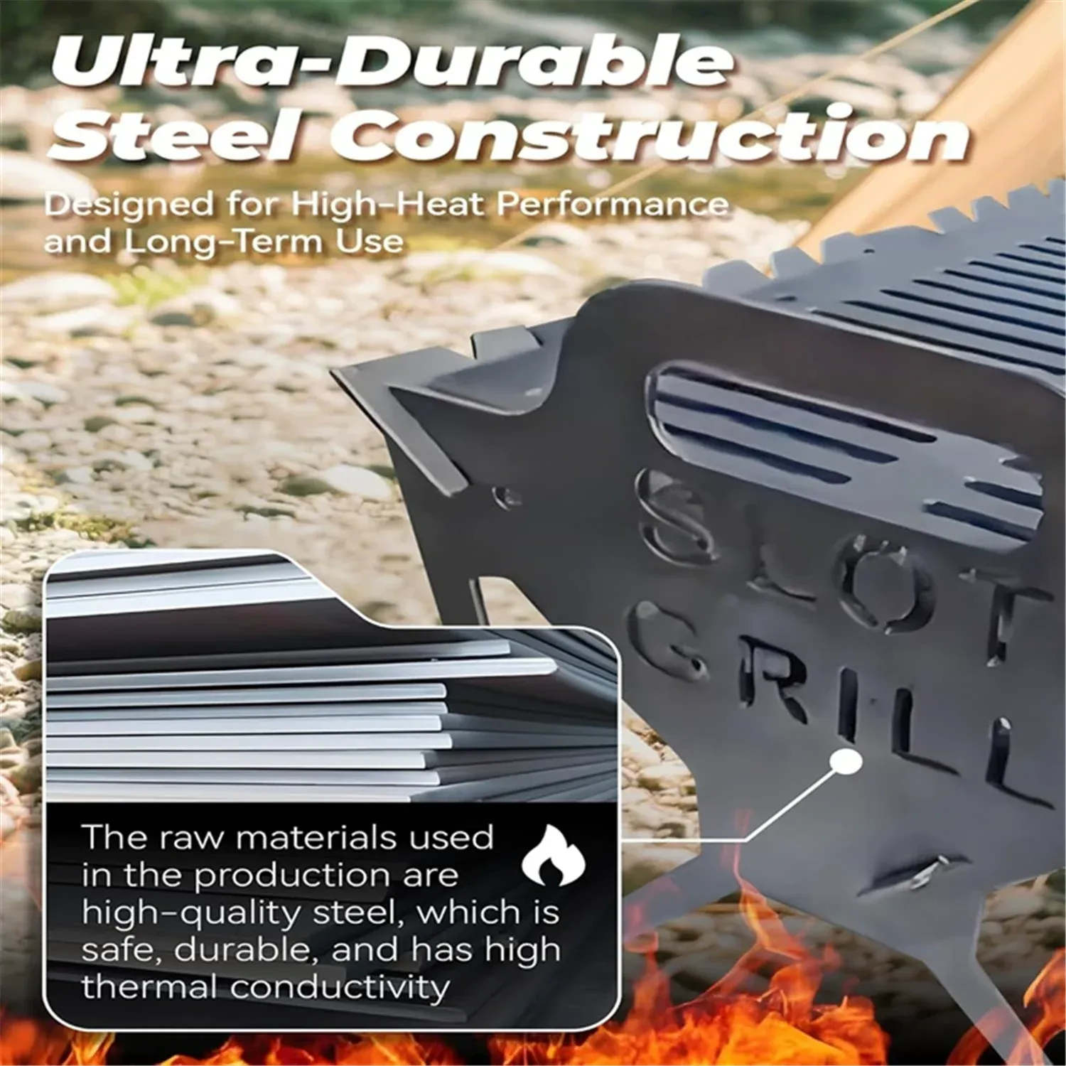 Foldable Collapsible Grilling Rack For Camping BBQ