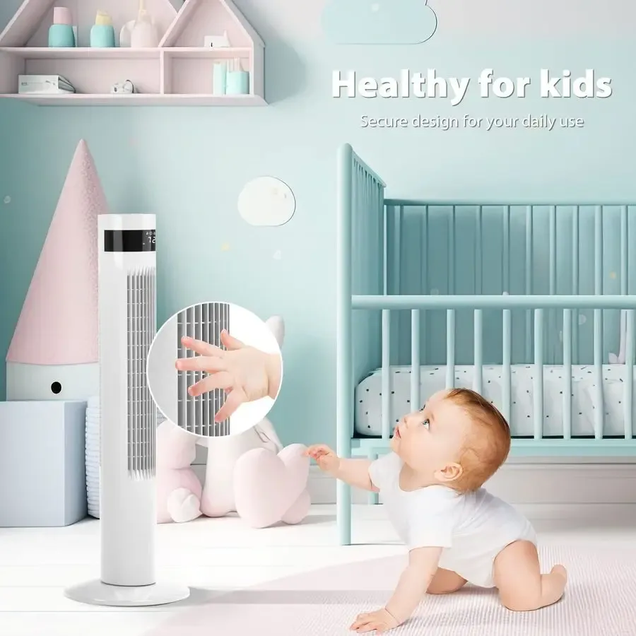 Tower Fan Portable Floor Fans 85Oscillating Fan 36 Quiet Cooling 12H Timer Remote Control Standing Bladeless Electric 3 Speeds W
