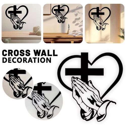 Elegant Hand Holding Love Cross Wall Decoration Christian Metal Cross Wall Art Decor For Inspirational Religious Faith Home Deco