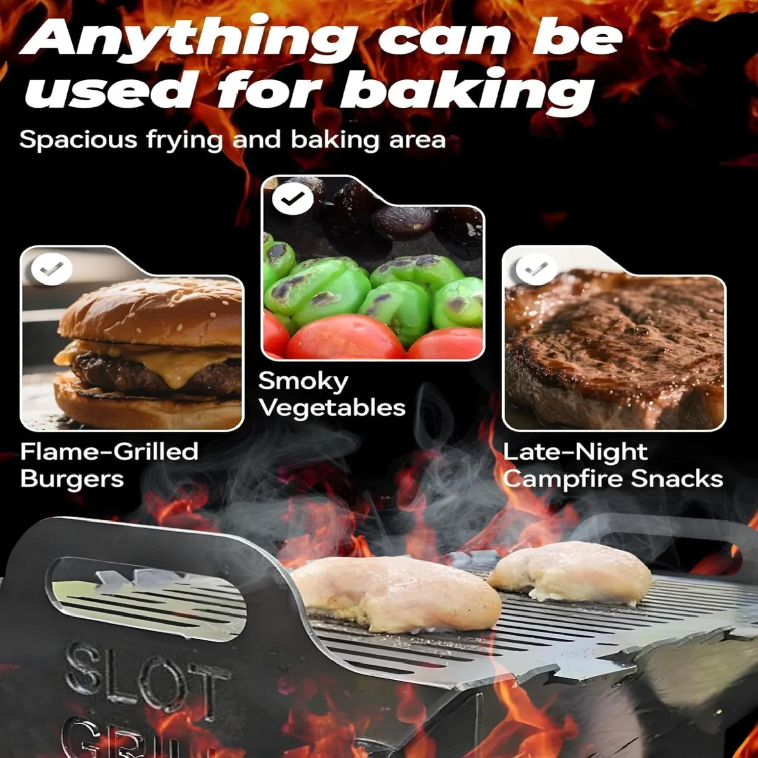 Foldable Collapsible Grilling Rack For Camping BBQ