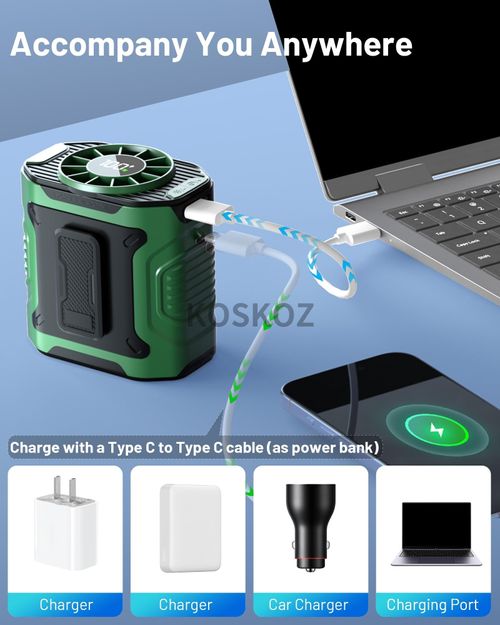 Socool 20000mAh Waist Fan Portable Handheld Hanging Neck Fan Ultra-Strong Wind with Phone Charging LED Light for Outdoor  orking