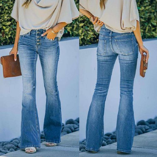 Women's elastic slim-fit flared jeans