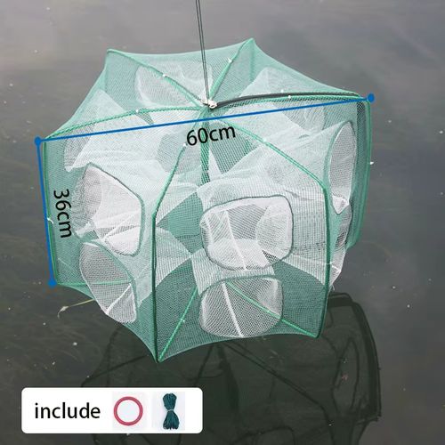 Fishing Bait Trap Foldable Fish Minnow Crab Crayfish Crawdad Shrimp Net Trap Cast Net Dip Cage Collapsible Easy Use