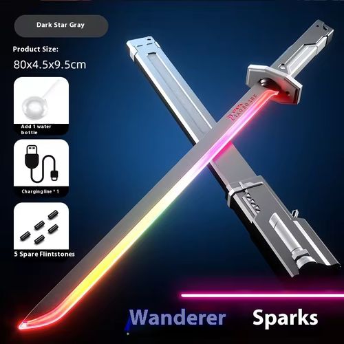 80cm Cyber 2077 Thermal Samurai Blade Model Hair Light Sword Cosplay Prop Function Wind Belt Sheath Blade Acrylic Birthday Gifts