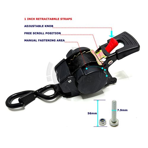 Bolt-On Retractable Ratchet Straps Stainless Steel Ratchet Tie Down Straps Heavy Duty Auto Retracting Ratchet Straps