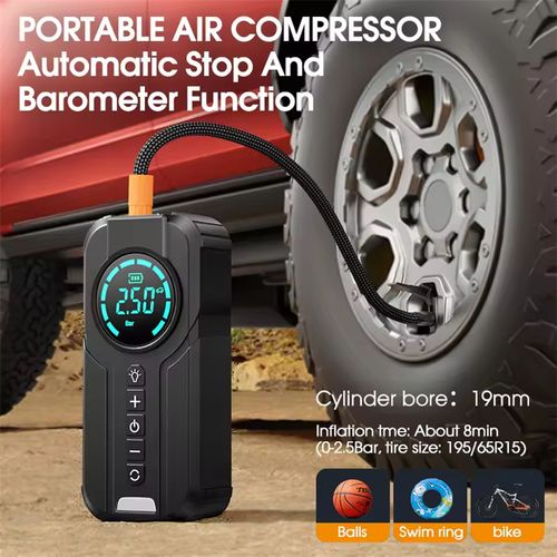 6000mAh car emergency starter with air pump, lighting and power bank functions