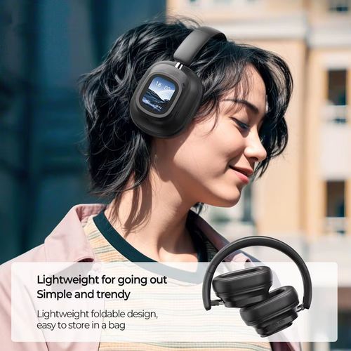 Wireless earphones with touch screen, LCD display, charging function, noise reduction and deep bass