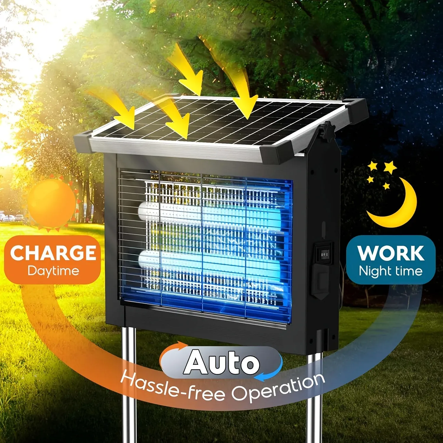 Solar Powered Bug Zapper Outdoor Bug 4500V
