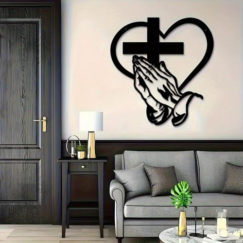 Elegant Hand Holding Love Cross Wall Decoration Christian Metal Cross Wall Art Decor For Inspirational Religious Faith Home Deco
