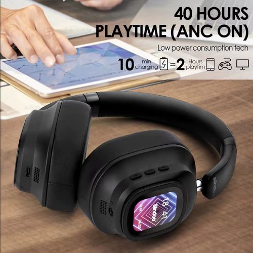 Wireless earphones with touch screen, LCD display, charging function, noise reduction and deep bass