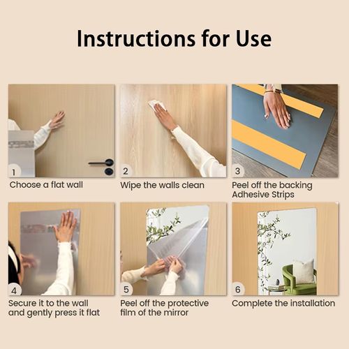 Mirror Wall Stickers Self-adhesive Square Soft Mirror Sticker DIY Acrylic 3D Wall Decal Stickers for Living Room Bathroom Decors