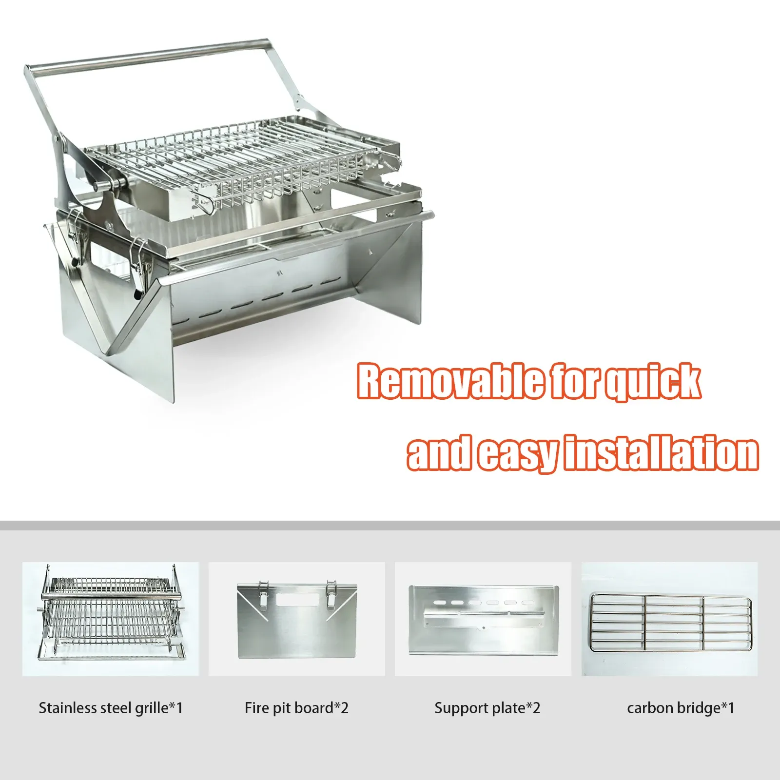 Foldable Camping BBQ Grill with 360° Flip Grid