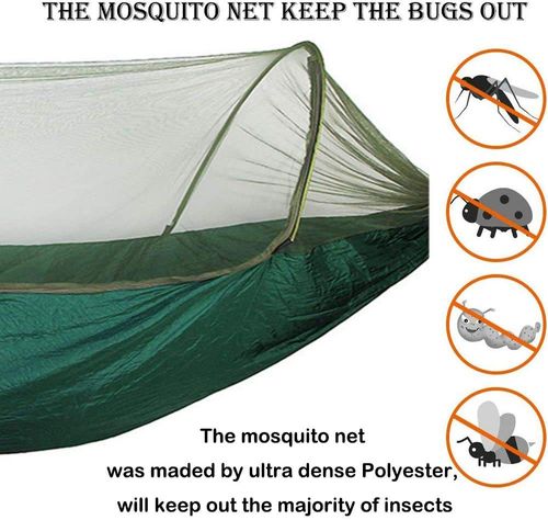 2-Person Portable Outdoor Parachute Tent Hammock with Mosquito Net