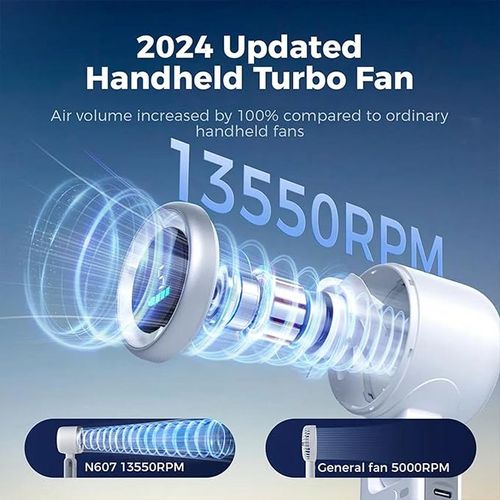 High-speed 13550 rpm handheld turbo foldable mini portable fan