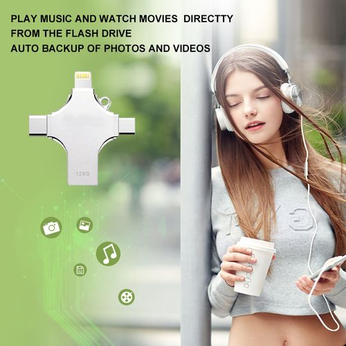 A four-in-one USB flash drive with built-in movie music