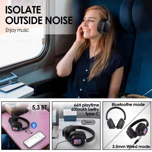 Wireless earphones with touch screen, LCD display, charging function, noise reduction and deep bass