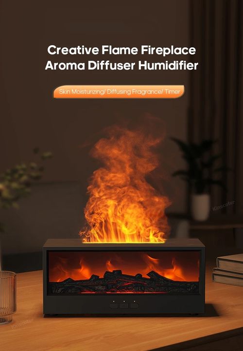 7 Color Flame Fireplace Humidifier with Remote Control for Home Silent Air Humidifier Aromatherapy New Product Simulation