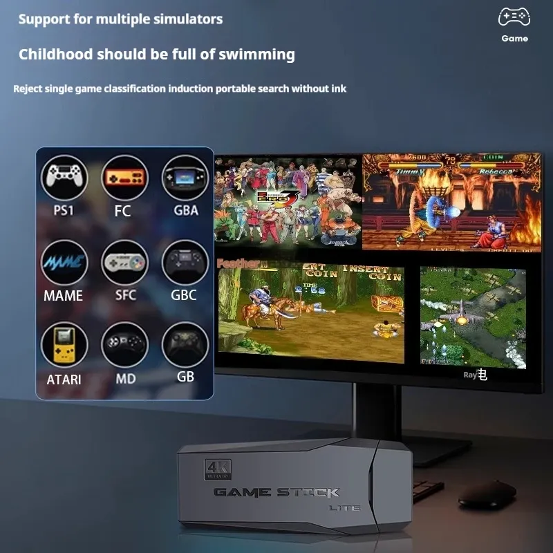 Basix 2.4G Dual Wireless Video Game Stick Joystick Console Gaming Stick 4K 20000+ Gaming 64GB Retro Gaming Thanksgiving Gift