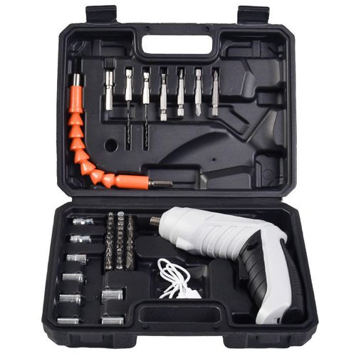 Electric screwdriver, foldable cordless hand drill with lithium power, battery-powered gun drill driver