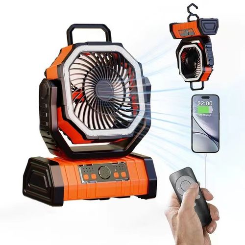 Portable chargingsolar fan, USB fan with LED light, power bank with battery, suitable for outdoor workbench, cold air cooling fan