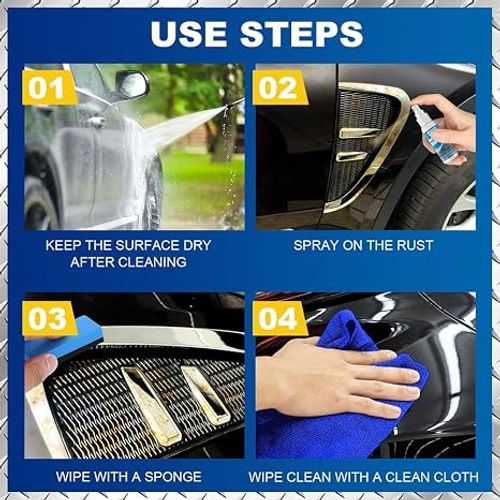Automotive Rust Remover Spray, Car Iron Powder Rust Remover Spray, Iron Powder Remover, Fast-Acting Iron & Rusts Cleaner for Wheels, Rims, Metal (100ML-2PC)