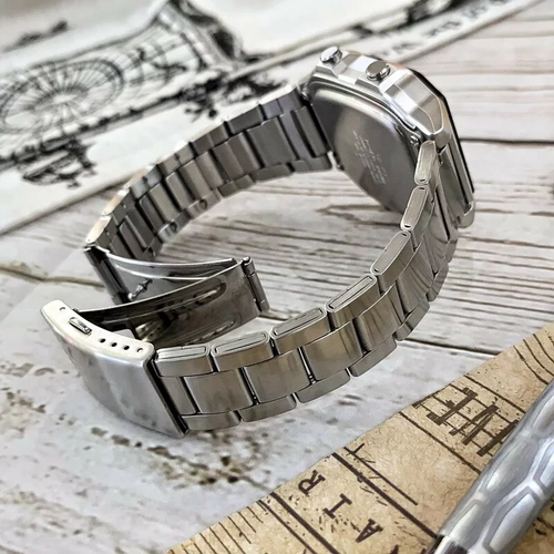 CASIO Square Stainless Steel World Map Digital Watch AE-1200WHD-1A