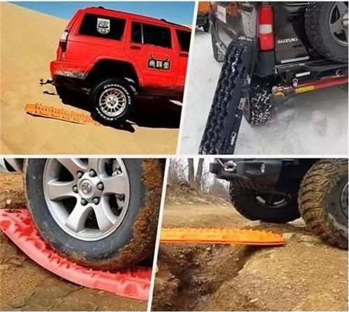 Outdoor vehicle recovery using traction boards