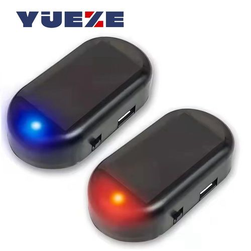 Solar-powered red and blue LED vehicle warning light