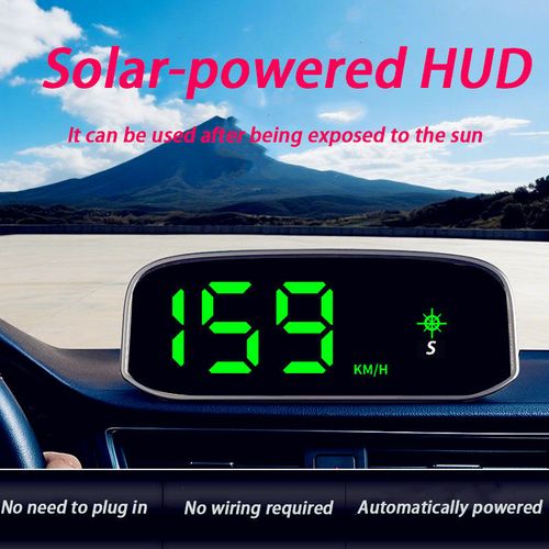 Solar-powered in-car HUD (Head-Up Display)