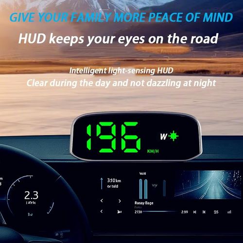 Solar-powered in-car HUD (Head-Up Display)