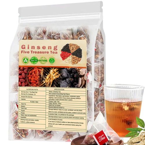 Kidney Tea Formula Ginseng Five Treasure Tea, Chinese Kidney Tea for Men and Women, Natural Herb