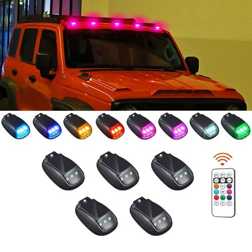 Solar Car Roof RGB Strobe Light With Remote Control Cab Signal Lamp Wireless No Punch LED Truck Pickup