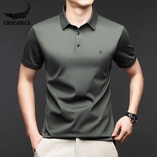 High-end ice-like mulberry silk summer mulberry silk business casual men's versatile short-sleeved T-shirt