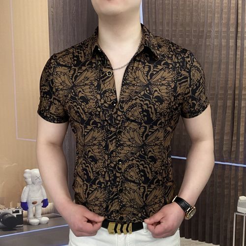 Men's summer short-sleeved shirts, high-end and trendy brand shirts, ice silk shirts, men's short-sleeved T-shirts, men's casual and versatile
