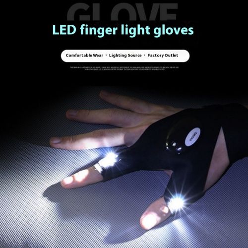 LED Luminous Gloves Finger Lights Half Finger Gloves Outdoor Lights Fishing Gloves Emergency Repairs